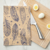 Ethnisches Feder-Kontur-Muster Handtuch (Viertel Falte)