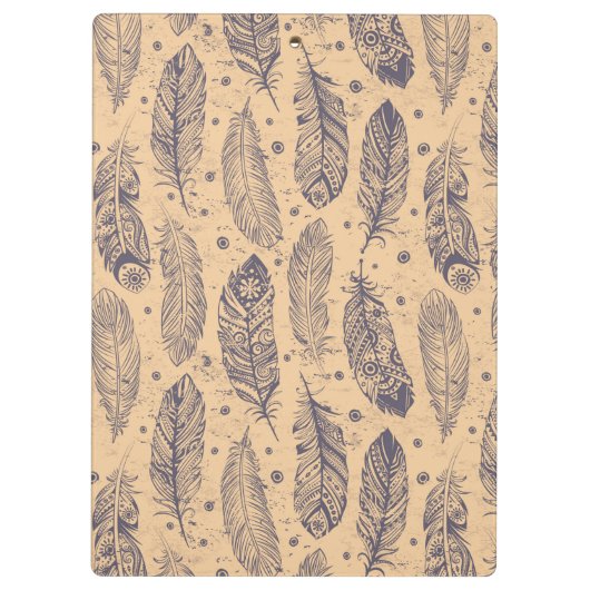 Ethnisches Feder-Kontur-Muster Klemmbrett (Rückseite)