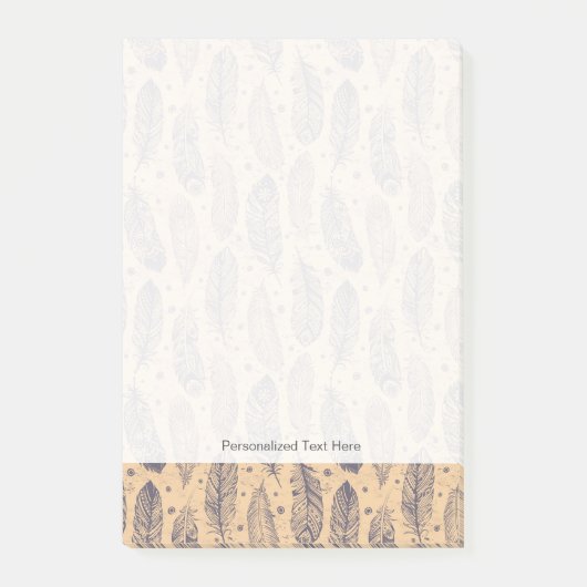 Ethnisches Feder-Kontur-Muster Post-it Klebezettel (Vorderseite)