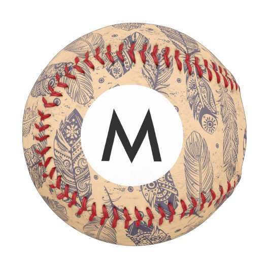 Ethnisches Federumrissmuster Baseball (Vorderseite Links)