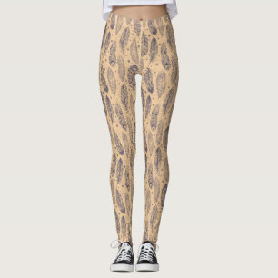 Ethnisches Federumrissmuster Leggings