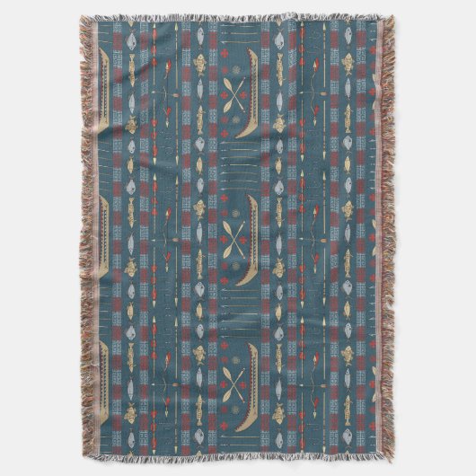 Ethnisches Fischen-Muster Decke (Vorderseite Vertikal)