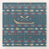 Ethnisches Fischen-Muster Glasuntersetzer (Vorderseite)