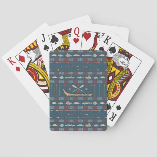 Ethnisches Fischfangmuster Spielkarten (Rückseite)