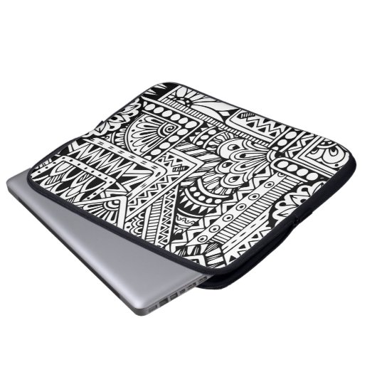 Ethnisches Gekritzel Laptopschutzhülle (Vorne Knopf)