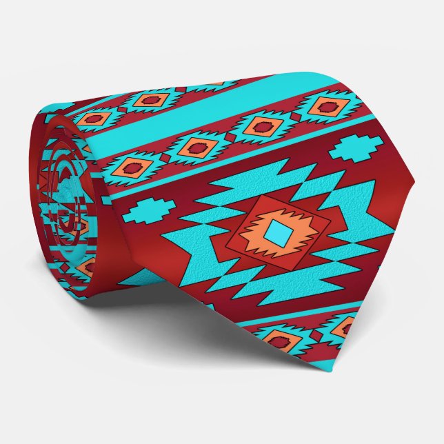 Ethnisches geometrisches Muster Krawatte (Gerollt)