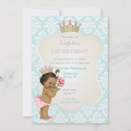 Ethnisches Goldkronen-Aqua-Rosa Prinzessin-Baby Einladung