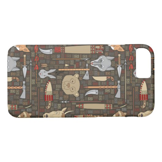 Ethnisches Jagd-Muster Case-Mate iPhone Hülle (Rückseite (Horizontal))