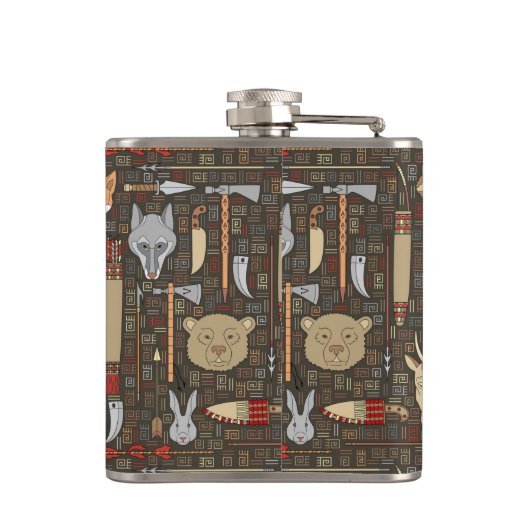 Ethnisches Jagd-Muster Flachmann (Rückseite)