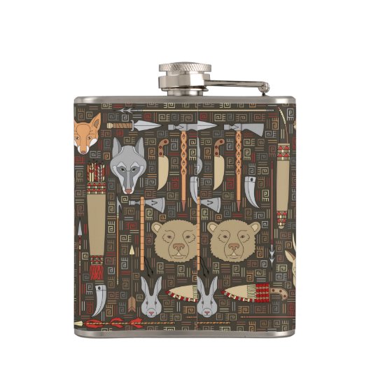 Ethnisches Jagd-Muster Flachmann (Rückseite)