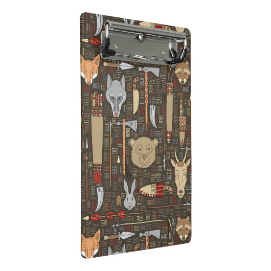 Ethnisches Jagd-Muster Mini Klemmbrett (Schrägansicht)