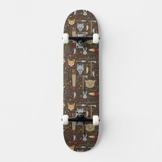 Ethnisches Jagd-Muster Skateboard (Vorderseite)