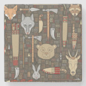 Ethnisches Jagd-Muster Steinuntersetzer (Vorderseite)