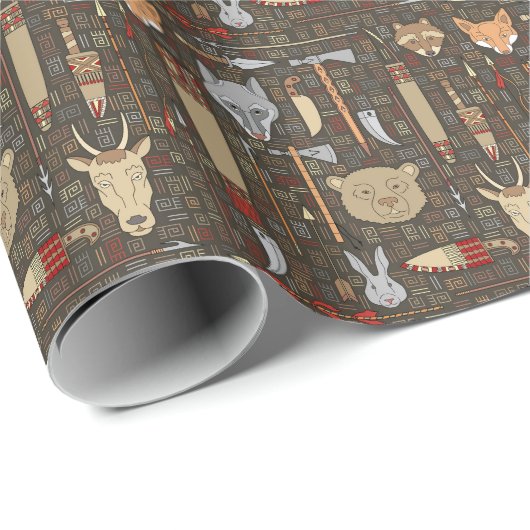 Ethnisches Jagdmuster Geschenkpapier (Rolleneckpunkt)