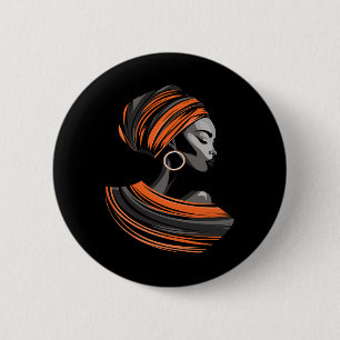 Ethnisches Kente-Tuch Kopfwickel schöne Frau Afrik Button
