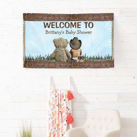 Ethnisches Land und Western Lil Cowboy Teddy Bear Banner (Insitu)