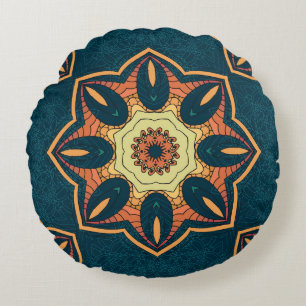Ethnisches Mandala: nahtloses Vintage-Muster Rundes Kissen