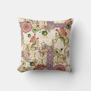 Ethnisches Mughal-Blumen-Paisley Kissen