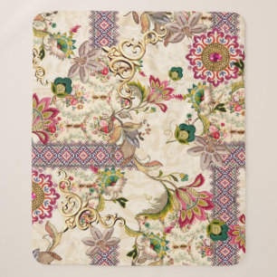 Ethnisches Mughal-Blumen-Paisley Sherpadecke