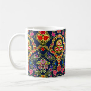 Ethnisches Mughal-Blumenmuster: Blaues nahtloses M Kaffeetasse