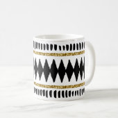 Ethnisches Muster des Black Gold Glitzer Kaffeetasse (VorderseiteRechts)