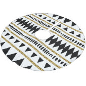 Ethnisches Muster des Black Gold Glitzer Polyester Weihnachtsbaumdecke (Schrägansicht)