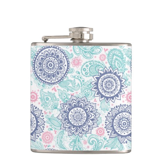 Ethnisches Paisley-Muster Flachmann (Vorderseite)