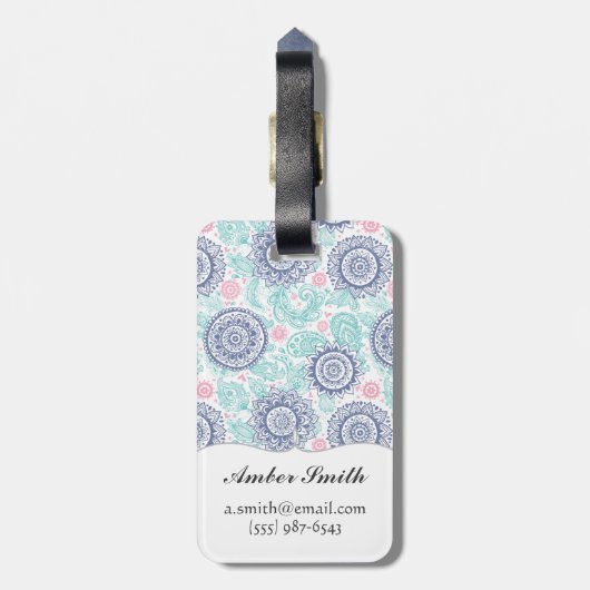 Ethnisches Paisley-Muster Gepäckanhänger (Rückseite vertikal)