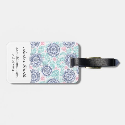 Ethnisches Paisley-Muster Gepäckanhänger (Rückseite horizontal)