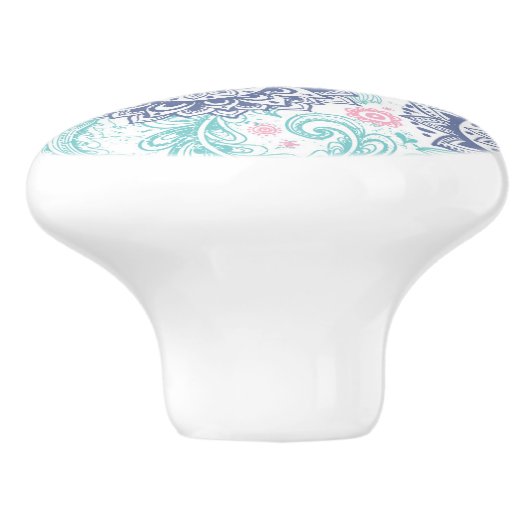 Ethnisches Paisley-Muster Keramikknauf (Seitenansicht)