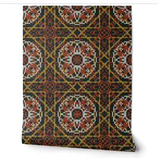 Ethnisches Pixel-Geometrisches Mandala-Blumenmuste Tapete
