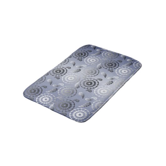 ethnisches poho Paisley-Graumuster Badematte (Schrägansicht)