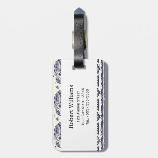 Ethnisches Stammbaum Aztec Elephant Muster Gepäckanhänger (Rückseite vertikal)