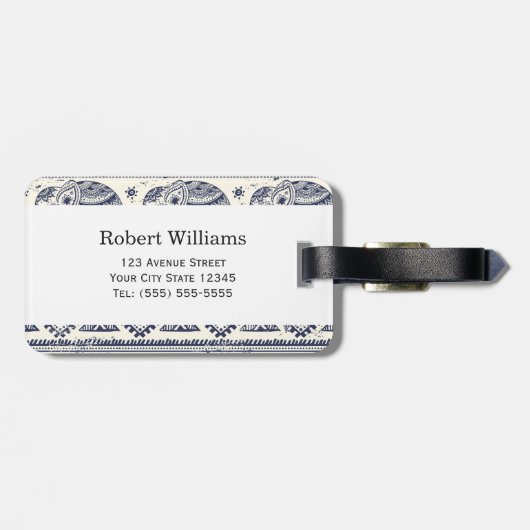 Ethnisches Stammbaum Aztec Elephant Muster Gepäckanhänger (Rückseite horizontal)