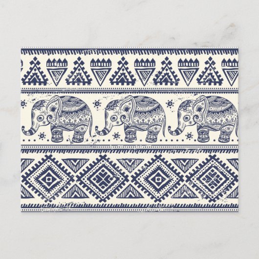 Ethnisches Stammbaum Aztec Elephant Muster Postkarte (Vorderseite)