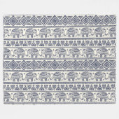 Ethnisches Stammes- aztekisches Elefant-Muster Fleecedecke (Vorderseite (Horizontal))