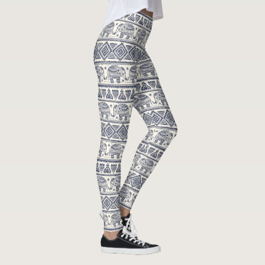 Ethnisches Stammes- aztekisches Elefant-Muster Leggings (Rechts)