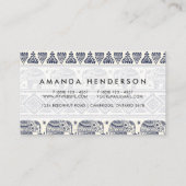 Ethnisches Stammes- aztekisches Elefant-Muster Visitenkarte (Rückseite)