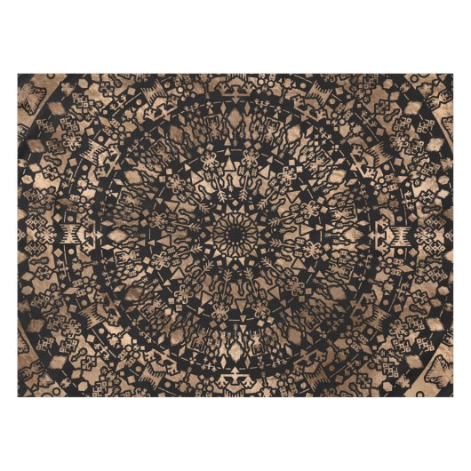 Ethnisches Stammes- Mandala-Schwarzes und Gold Tischdecke (Vorderseite (Horizontal))