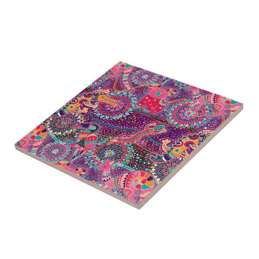 Ethnisches Tiermuster Fliese (Seite)