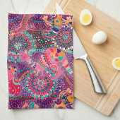 Ethnisches Tiermuster Küchentuch (Viertel Falte)