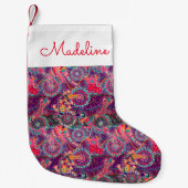 Ethnisches Tiermuster| Name hinzufügen Kleiner Weihnachtsstrumpf (Vorderseite)