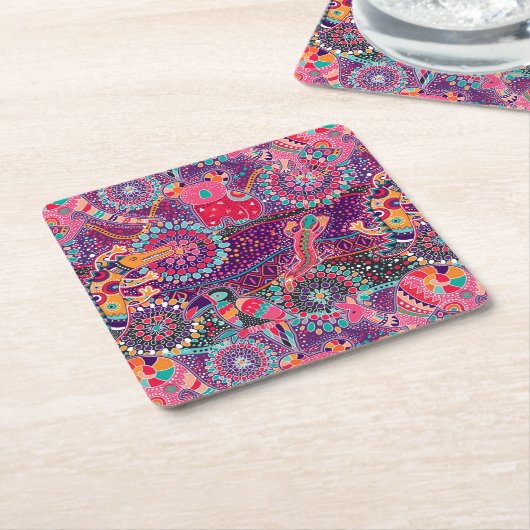 Ethnisches Tiermuster Rechteckiger Pappuntersetzer (angewinkelt)