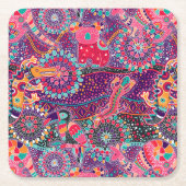 Ethnisches Tiermuster Rechteckiger Pappuntersetzer (Vorderseite)