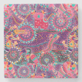 Ethnisches Tiermuster Steinuntersetzer (Vorderseite)