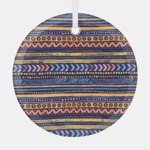 Ethnisches Tribal Watercolor Dunkles Muster Ornament Aus Glas