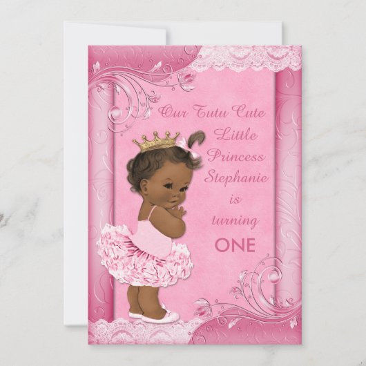 Ethnisches Tutu-niedliches Baby-schnürt sich 1. Einladung (Vorderseite)