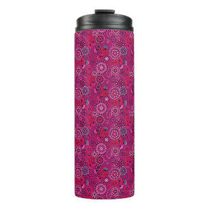 Ethnisches Volks-Abstraktes Blumenmuster Retro-Kar Thermosbecher