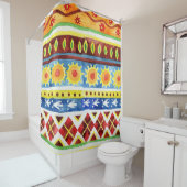 Ethnisches Wasserfarbmuster mit Handfarbe Duschvorhang (Beispiel)