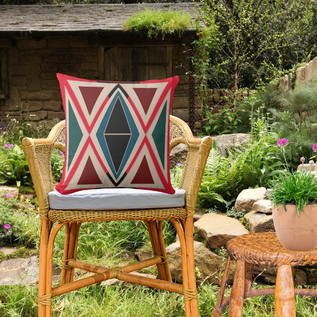 Ethno-Red Outdoor Kissen Boho wetterfest (Von Creator hochgeladen)